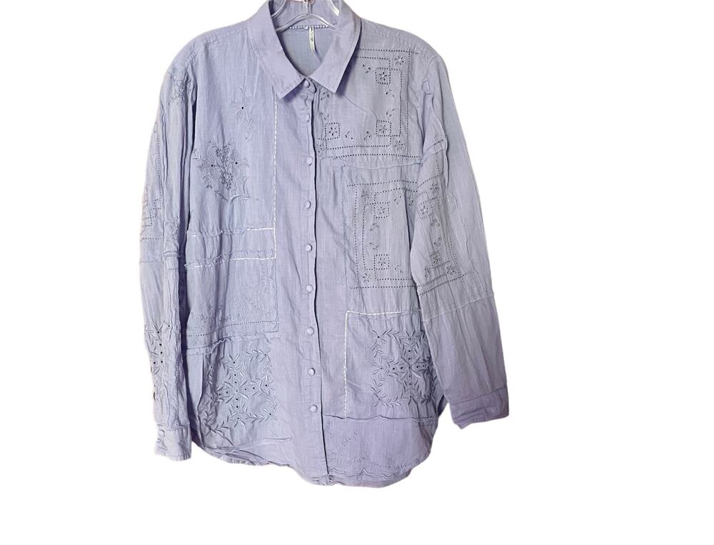 Anthropologie Handkerchief Button Down Lavender Shirt Sz S